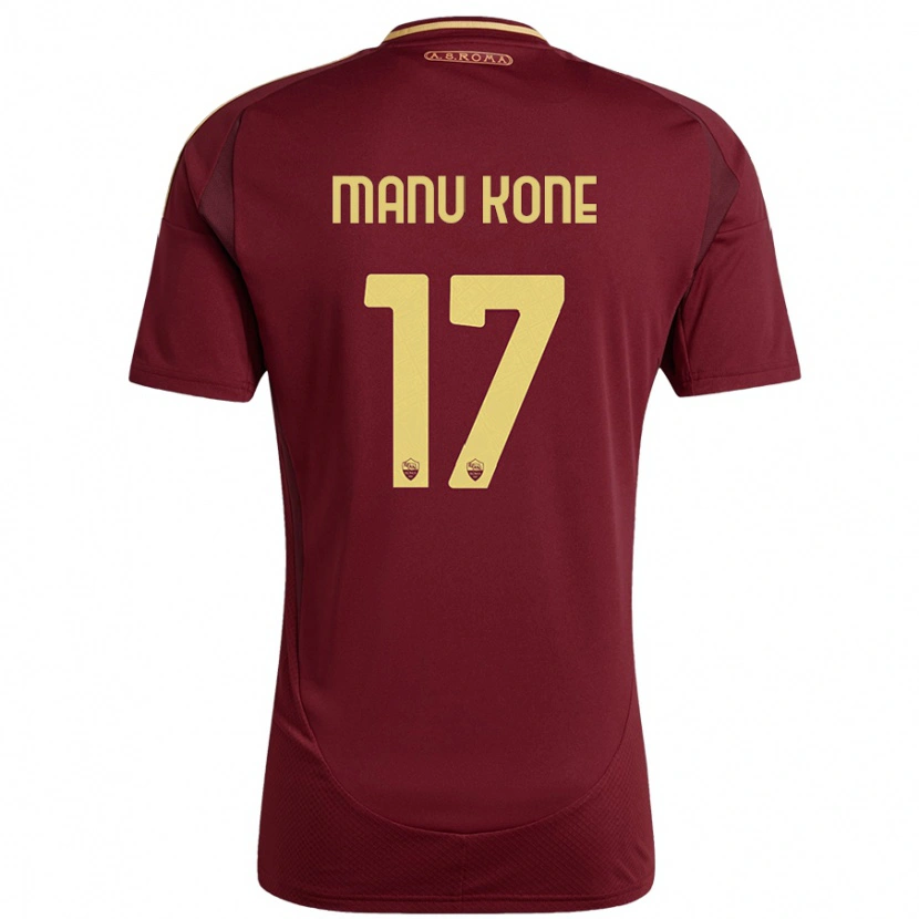 Danxen Dětské Manu Koné #17 Červená Hnědá Zlatá Domů Hráčské Dresy 2024/25 Dres