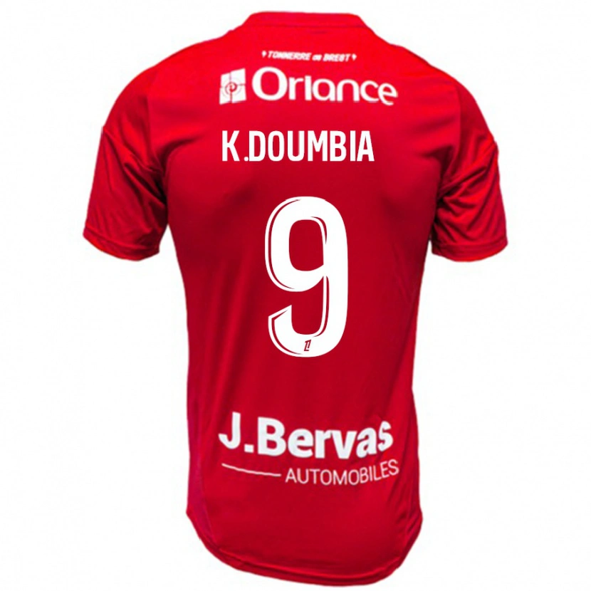 Danxen Dětské Kamory Doumbia #9 Červená Bílá Domů Hráčské Dresy 2024/25 Dres