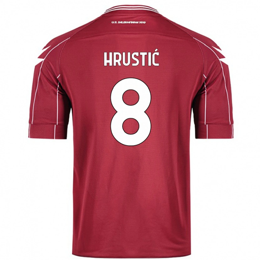 Danxen Dětské Ajdin Hrustić #8 Burgundské Domů Hráčské Dresy 2024/25 Dres