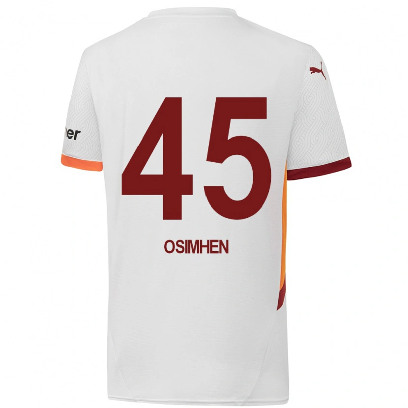 Danxen Dětské Victor Osimhen #45 Bílá Žlutá Červená Daleko Hráčské Dresy 2024/25 Dres