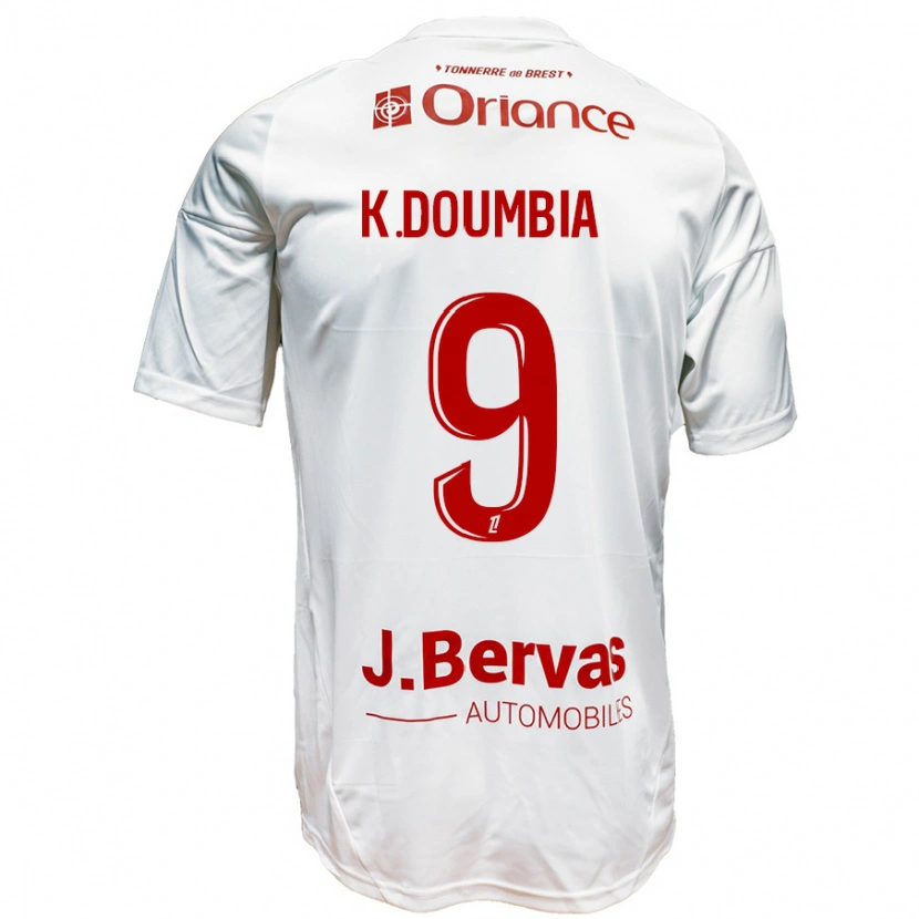 Danxen Dětské Kamory Doumbia #9 Bílá Červená Daleko Hráčské Dresy 2024/25 Dres