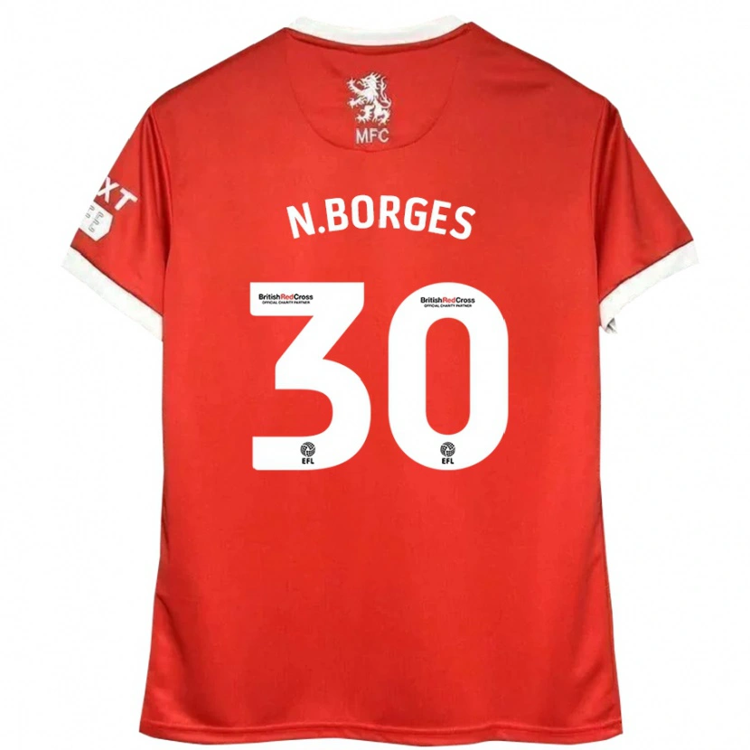 Danxen Dětské Neto Borges #30 Červená Bílá Domů Hráčské Dresy 2024/25 Dres