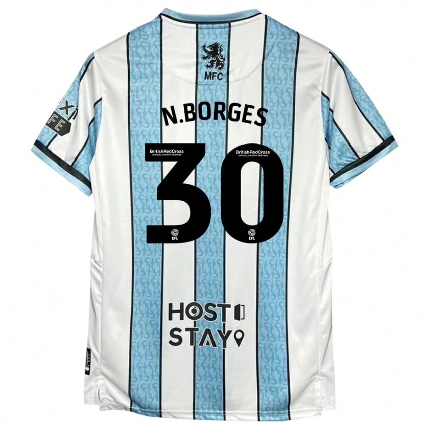 Danxen Dětské Neto Borges #30 Bílá Modrá Daleko Hráčské Dresy 2024/25 Dres