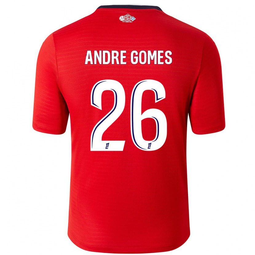 Danxen Pánské André Gomes #26 Červená Bílá Domů Hráčské Dresy 2024/25 Dres